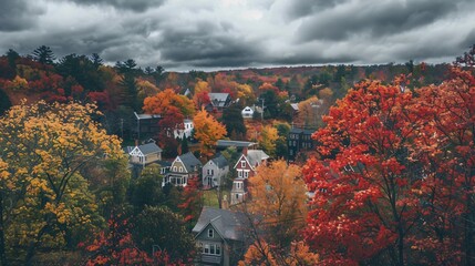 Naklejka premium house in autumn forest