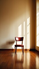 Fototapeta premium A Red Chair in a Sunny Room