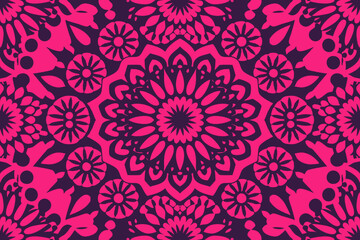 Seamless pattern with mandala. Vintage decorative elements. Hand drawn oriental background. Tribal motifs.