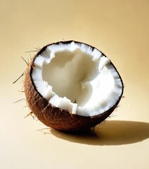 cracked coconut on isolated background