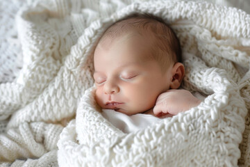 Little angel in a white cocoon