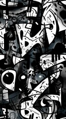 Captivating Monochrome Graffiti Masterpiece Intricately Woven Urban Art