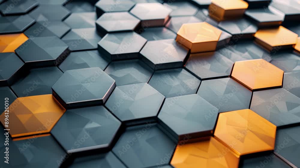 Poster an abstract still life featuring overlapping hexagons arranged in a circular formation.