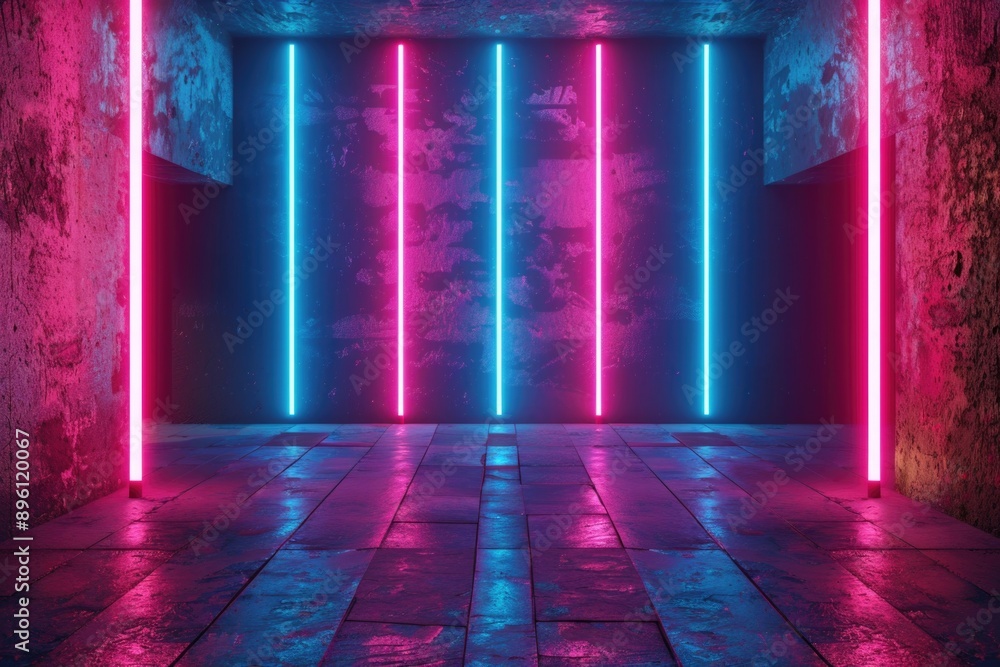 Canvas Prints Brightly lit room with neon lights on walls and ceiling