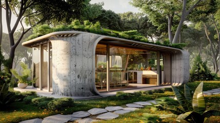 A network of 3D printers constructing affordable housing using sustainable materials, addressing housing shortages globally.