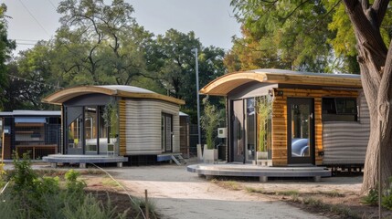 A network of 3D printers constructing affordable housing using sustainable materials, addressing housing shortages globally.