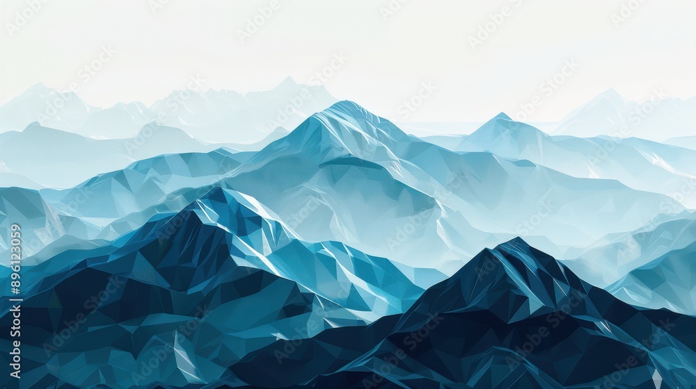 Poster mountain range with abstract geometric patterns, nature visualization, geometric landscapes