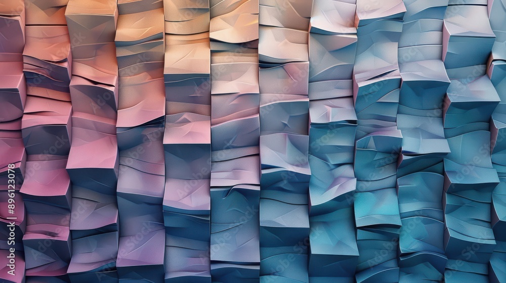 Poster mosaic of shifting tiles with gradient hues, 3d background, tile abstract