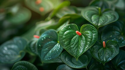 Macro shot of a rare Anthurium with its small, heart-shaped leaves