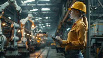 The female engineer in factory