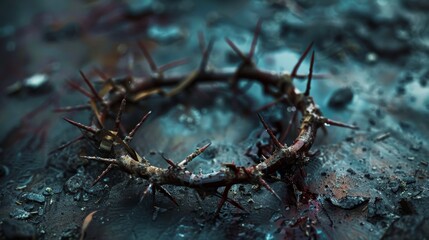 Symbolizing Jesus' suffering and trials, the crown of thorns and crown inversion represent the Savior's death and the resurrected King, providing context for Passion Week. 
