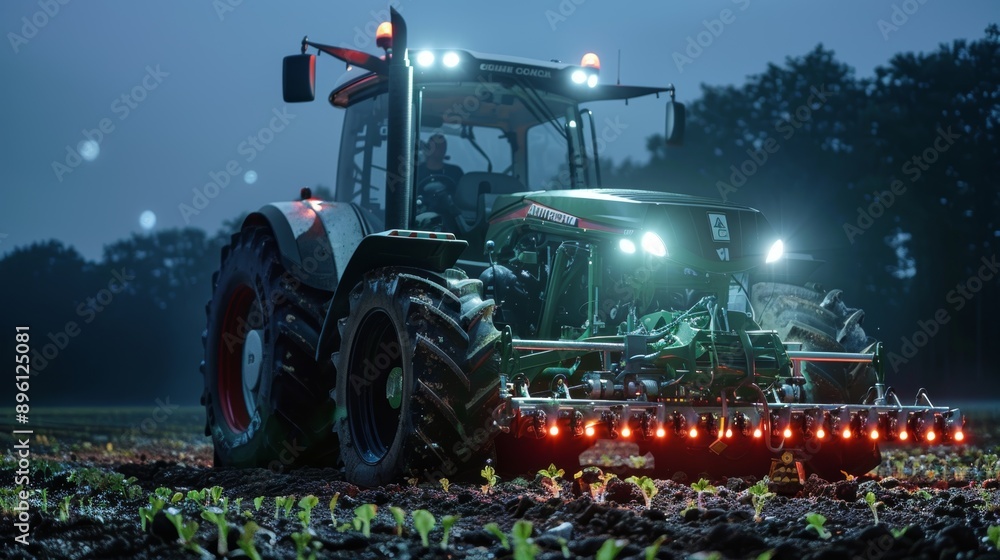Poster high-tech forestry tillage machine equipped with advanced sensors and gps technology for precision w