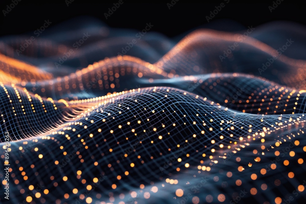 Poster A digital representation of a light wave, ideal for use in technology and innovation concepts