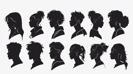 Vector illustrations of anonymous individuals: male and female profiles, silhouettes, avatars. Unidentified people depicted in monochrome. Isolated objects for universal accessibility and searchabilit
