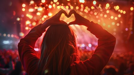 a fan making heart gesture