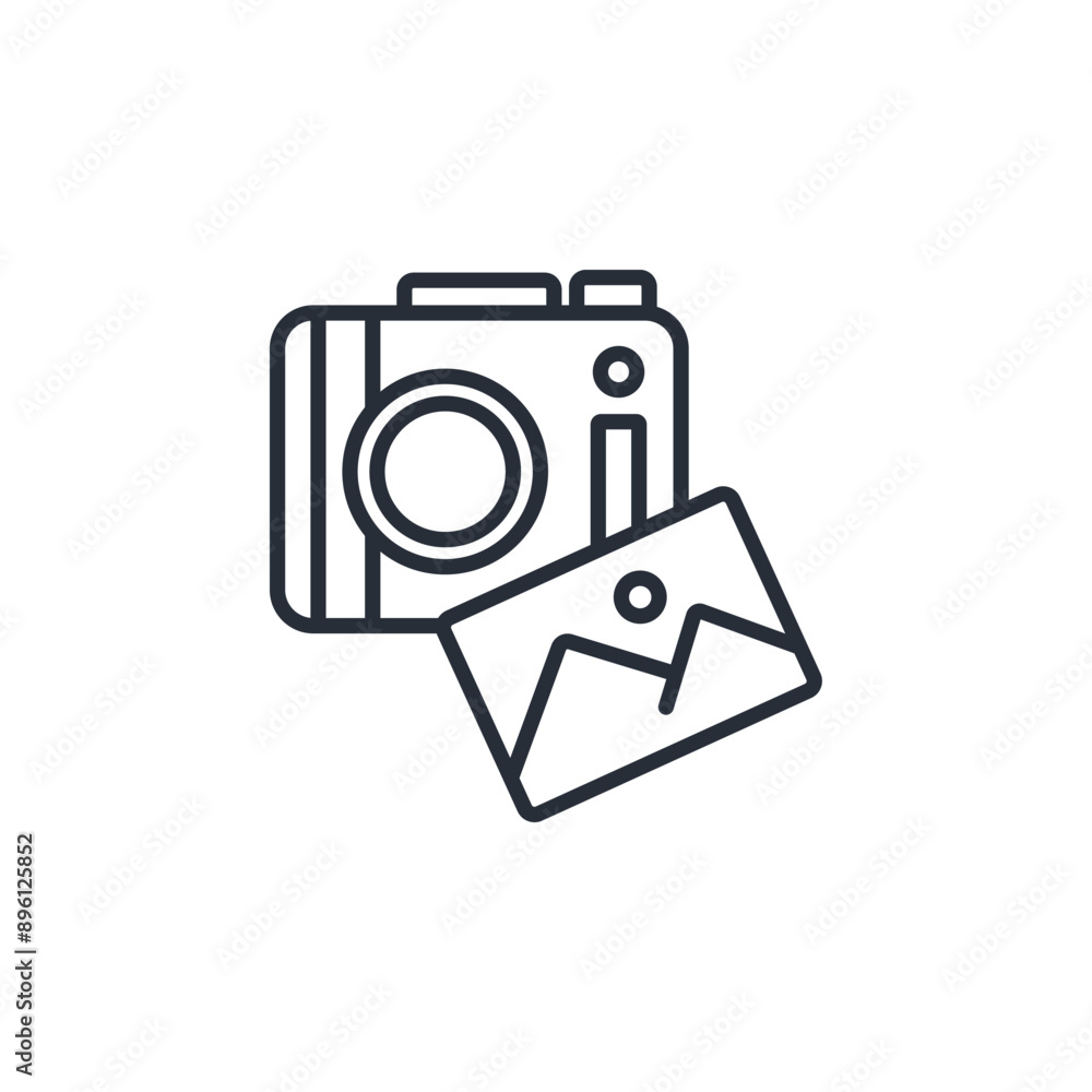Poster digital camera icon. vector.editable stroke.linear style sign for use web design,logo.symbol illustr
