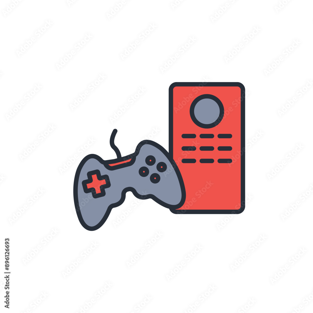 Poster gaming console icon. vector.editable stroke.linear style sign for use web design,logo.symbol illustr