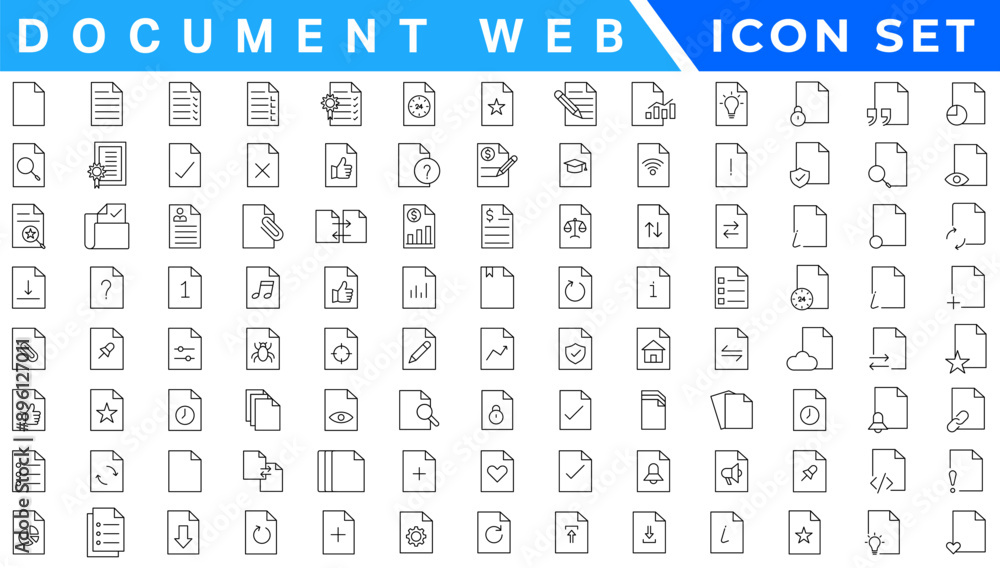 Poster document line icon set. documents symbol collection. different documents icons vector illustration