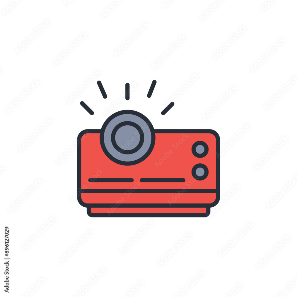 Poster projector icon. vector.editable stroke.linear style sign for use web design,logo.symbol illustration