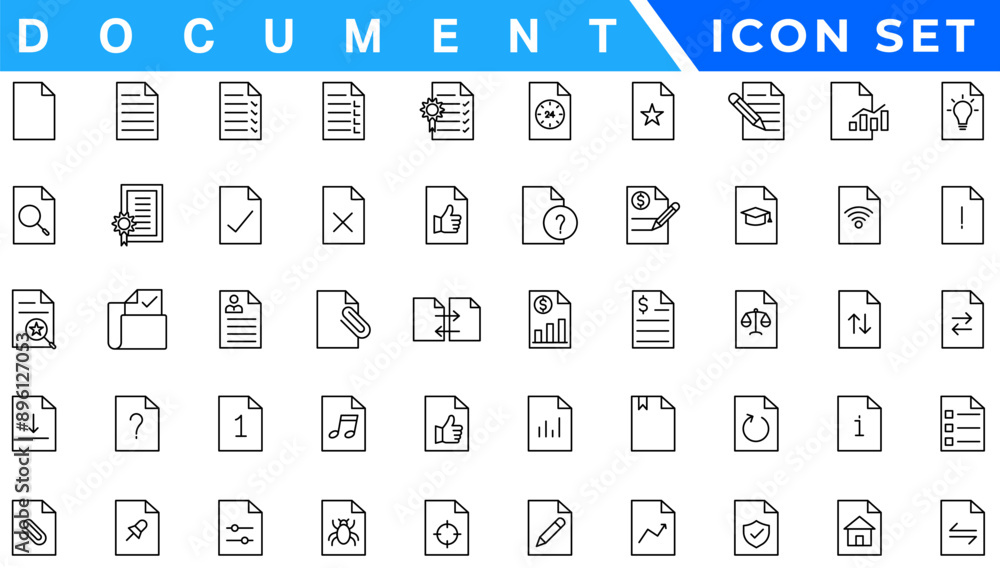 Poster document line icon set. documents symbol collection. different documents icons vector illustration