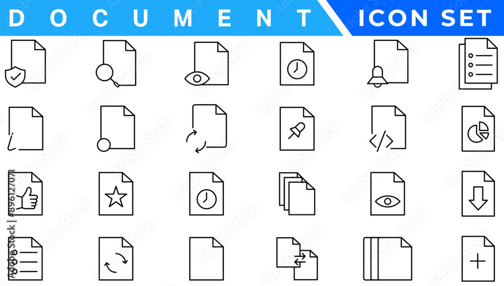 Poster document line icon set. documents symbol collection. different documents icons vector illustration