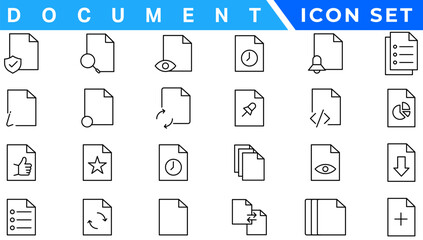 Document line icon set. Documents symbol collection. Different documents icons vector illustration