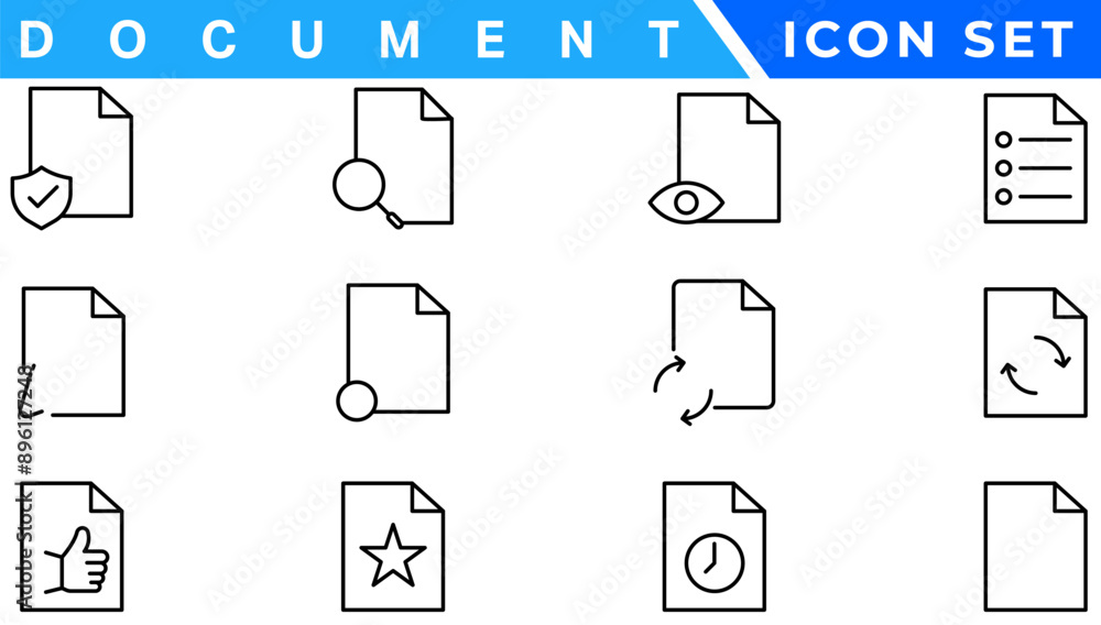 Poster document line icon set. documents symbol collection. different documents icons vector illustration