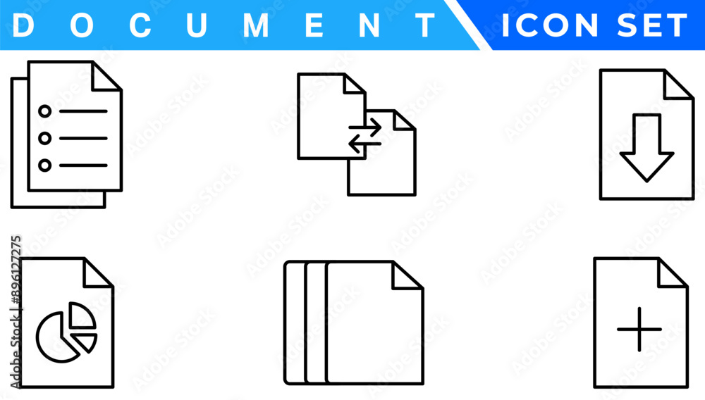 Poster document line icon set. documents symbol collection. different documents icons vector illustration'