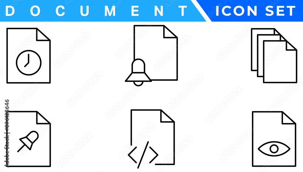 Poster document line icon set. documents symbol collection. different documents icons vector illustration