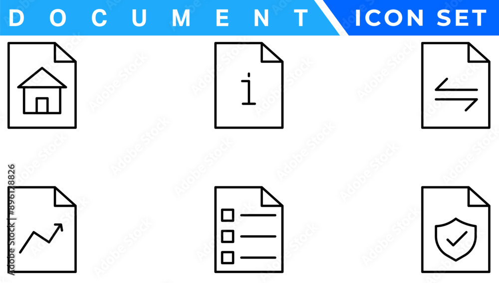 Poster document line icon set. documents symbol collection. different documents icons vector illustration