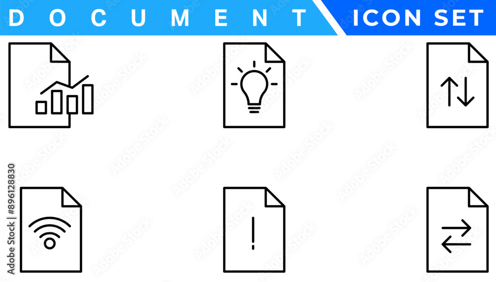 Poster document line icon set. documents symbol collection. different documents icons vector illustration