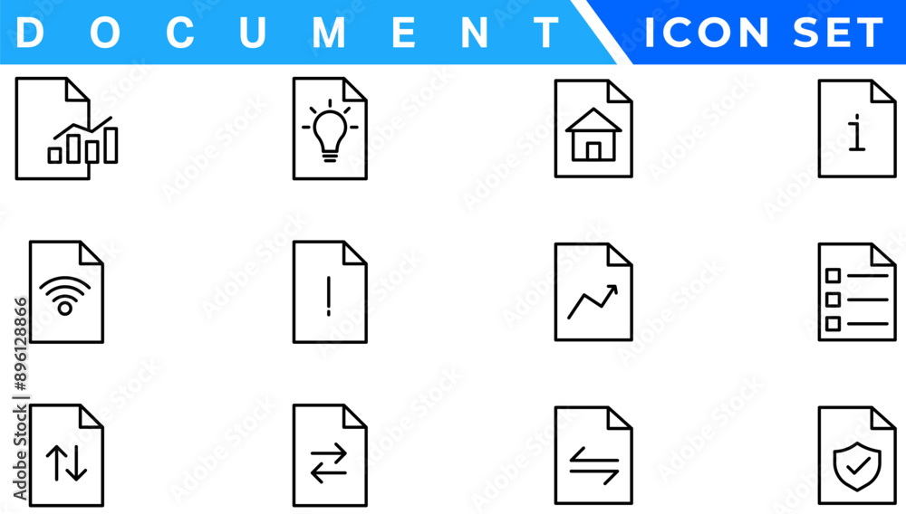 Poster document line icon set. documents symbol collection. different documents icons vector illustration