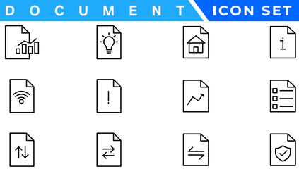 Document line icon set. Documents symbol collection. Different documents icons vector illustration