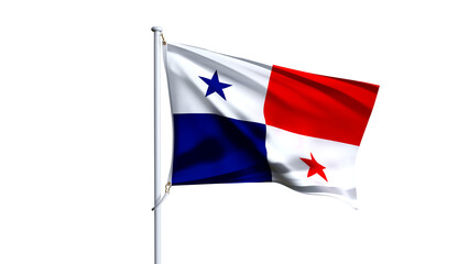 Waving flag of panama isolated on white background.