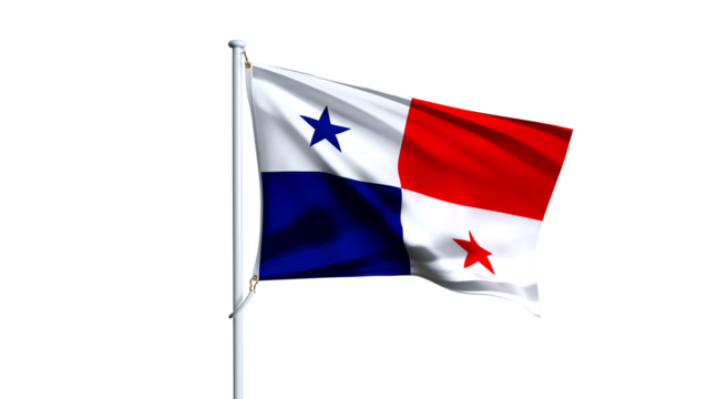 Waving flag of panama isolated on white background.