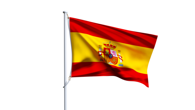 Waving flag of spain isolated on transparent background. - Powered by Adobe