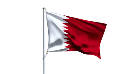 Waving flag of qatar isolated on transparent background.