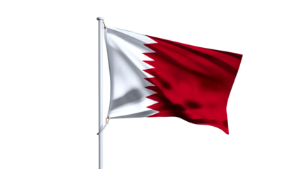 Waving flag of qatar isolated on transparent background.