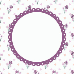 Cute kawaii frame notepad memo pad and poster with floral pattern background