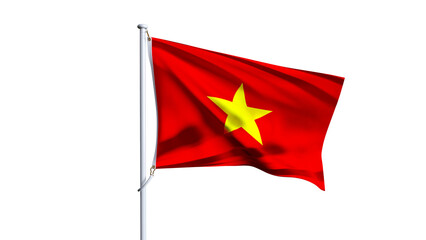 Waving flag of vietnam isolated on transparent background.