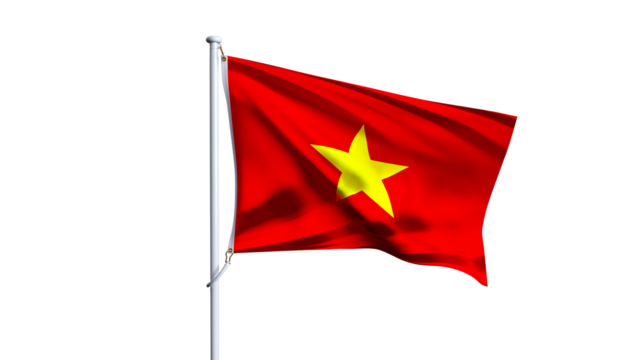 Waving flag of vietnam isolated on transparent background.