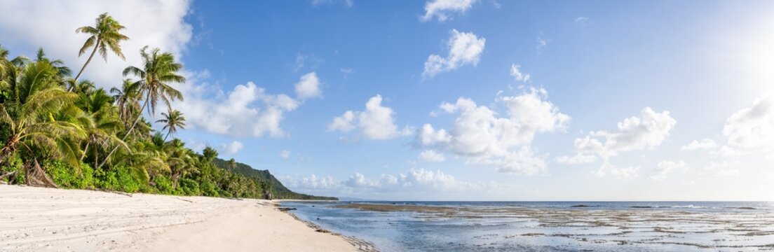 Tropical palm beach on Guam, Micronesia, US Territory