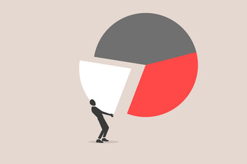 Businessman bring arrange pie chart as rebalancing investment portfolio to suitable for risk and return. concept of Investment asset allocation and rebalance