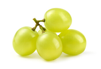 Fresh green grape isolated on white background. Clipping path.