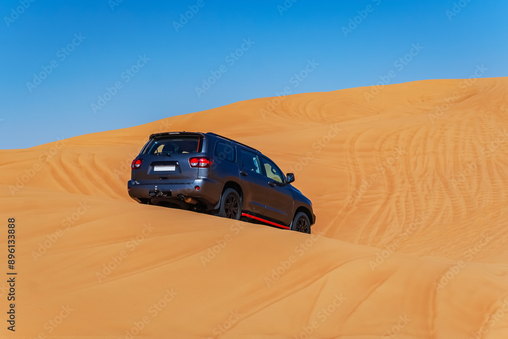 Wall mural desert safari rub al khali desert. dubai desert travel car trip