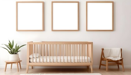 Mockup poster frame on the wall of living room. Luxurious apartment background with contemporary design. Modern interior design. 3D render