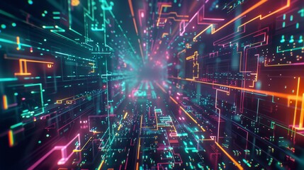 Fototapeta premium Cybernetic Vortex: Navigating the Digital Dimension