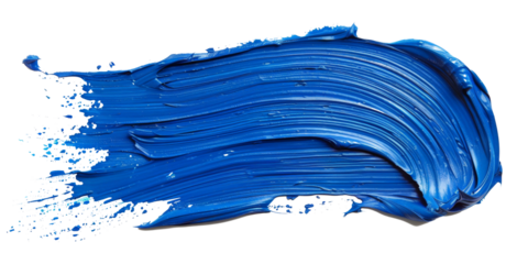 A bold blue paint stroke isolated on a white background, perfect for artistic and design concepts
