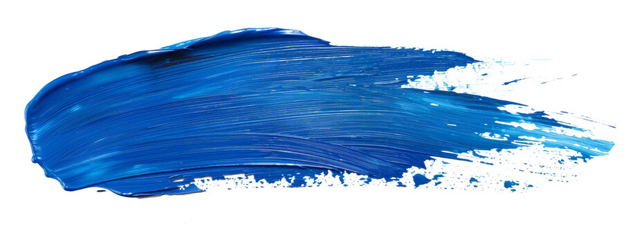 A bold blue paint stroke isolated on a white background, perfect for artistic and design concepts