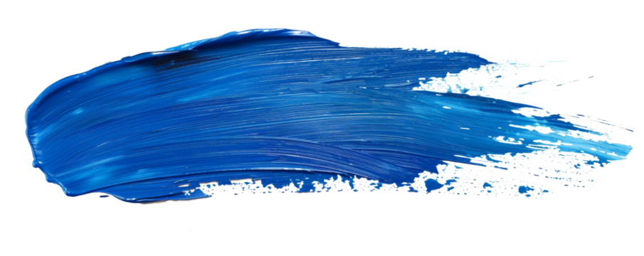 A bold blue paint stroke isolated on a white background, perfect for artistic and design concepts